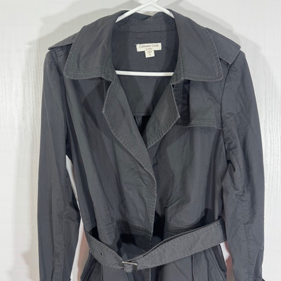Coldwater Creek Classic Gray Cotton Blend Blazer Trench Coat Womens Size 10 - Picture 1 of 11